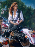 Motorcycle Art Print|Artist Self Portrait on Harley