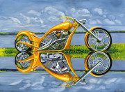 Motorcycle Art Print|Chopper|Gold Digger